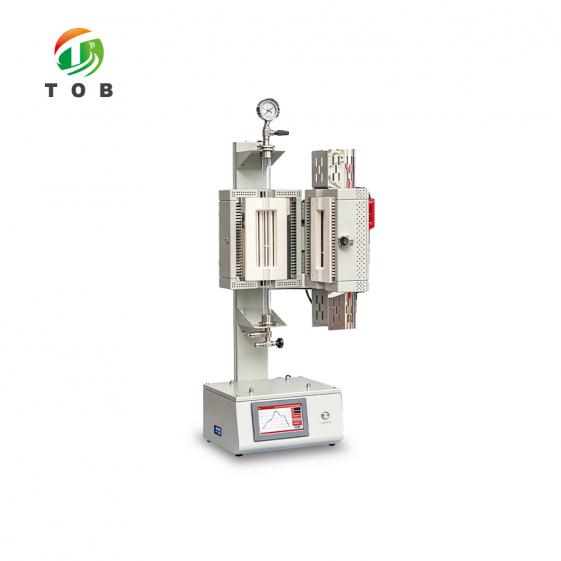 TOB-1200-LTS-FB fluidized bed CVD furnace with vertical quartz tube and split furnace body